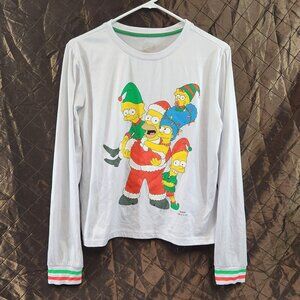 Simpsons Holiday Christmas Long Sleeve Shirt Womens Size Medium